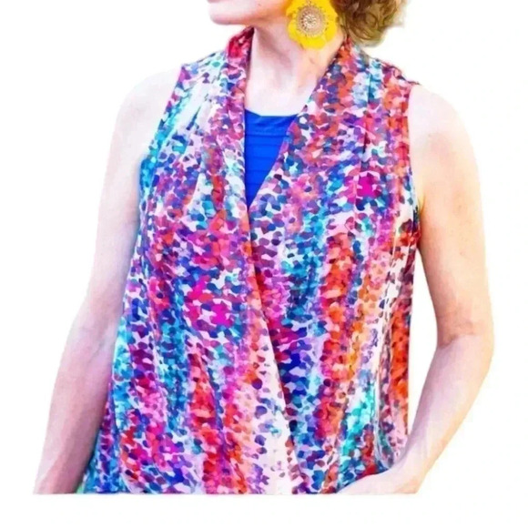 Bisou Bisou Surplice Wrap Sleeveless Blouse Top - Picture 1 of 5